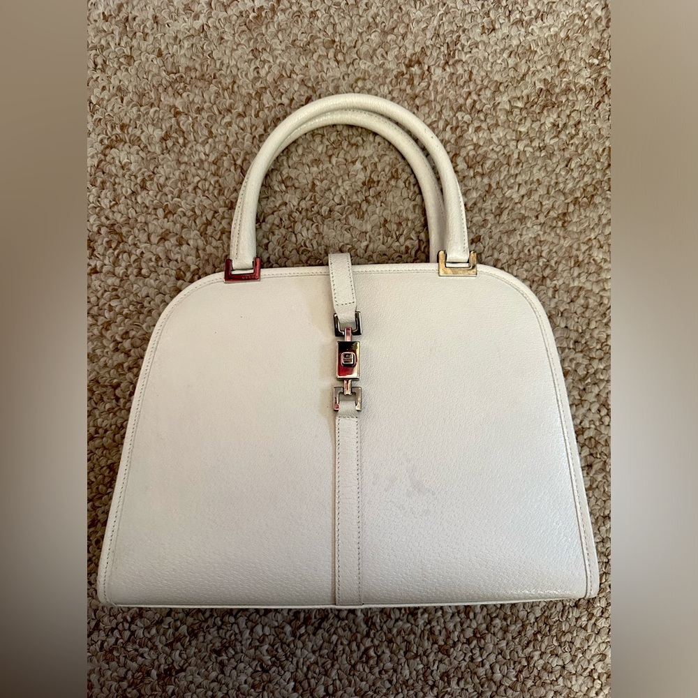 Vintage GUCCI Jackie Leather Handbag Silver Hardware
